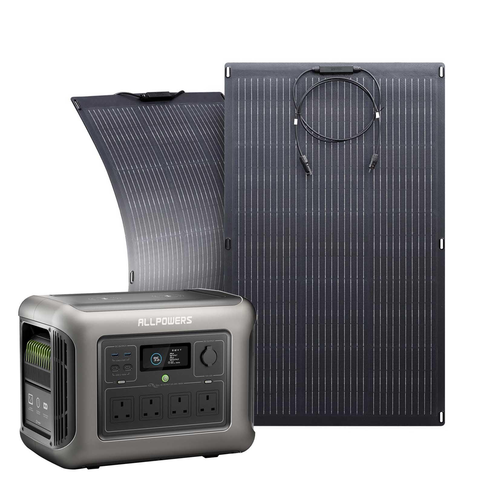 ALLPOWERS Solar Generator Kit 1800W (R1500 + SF100 100W Flexible Solar Panel)